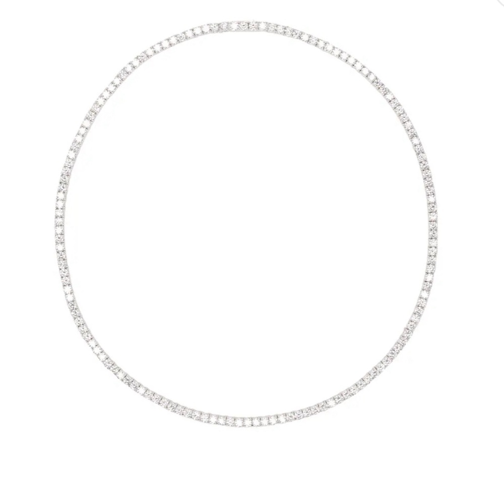 The M Jewelers NY Full Iced Out Necklace Sterling Silver Crystal